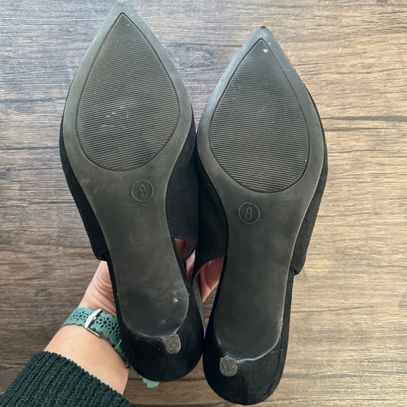 *A NEW DAY* Black x Tan Suede Slingback Heels Size 8 - Picture 5 of 6